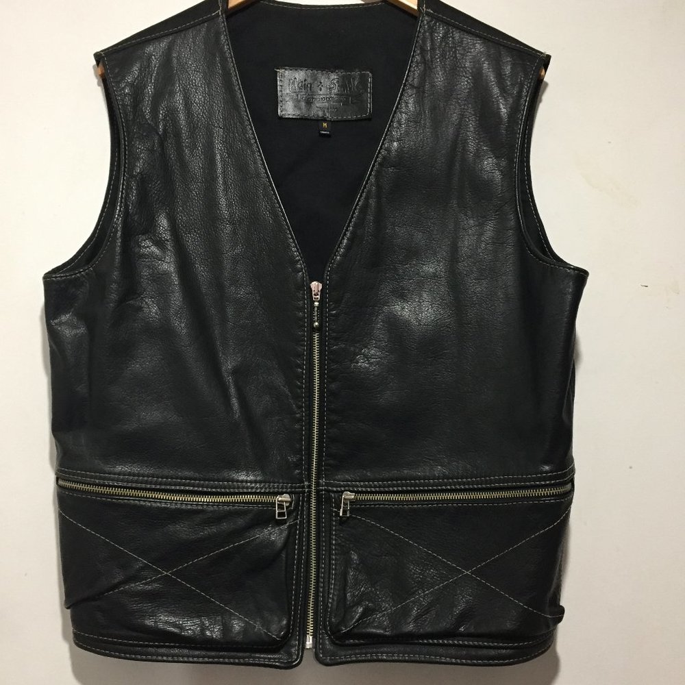 VINTAGE PLAIN & SIMPLE LEATHER VESTS SIZE M